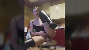 Aroused Polish Girl Pleasures Herself Before Riding A Dildo On A Chair