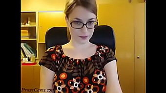 A Sexy Brunette With Spectacles Undressing And Performing On Webcam - Proxycams.Com