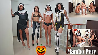 Freiras Sensuais Se Envolvem Em Sexo Grupal Com Tema De Halloween E Brincadeiras Anais