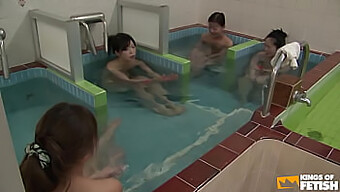 A Pervert Man Watches And Touches Japanese Women As They Shower