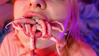 Unconventional Food Fetish Film Featuring Arya Grander Consuming An Octopus (With Audio)